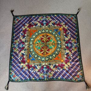 Johnny Was Silk Scarf - Plaid Floral Combination